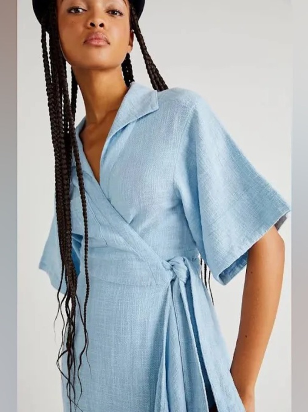 Free People super soft ice blue Carefree Days cotton dress with pockets Size S